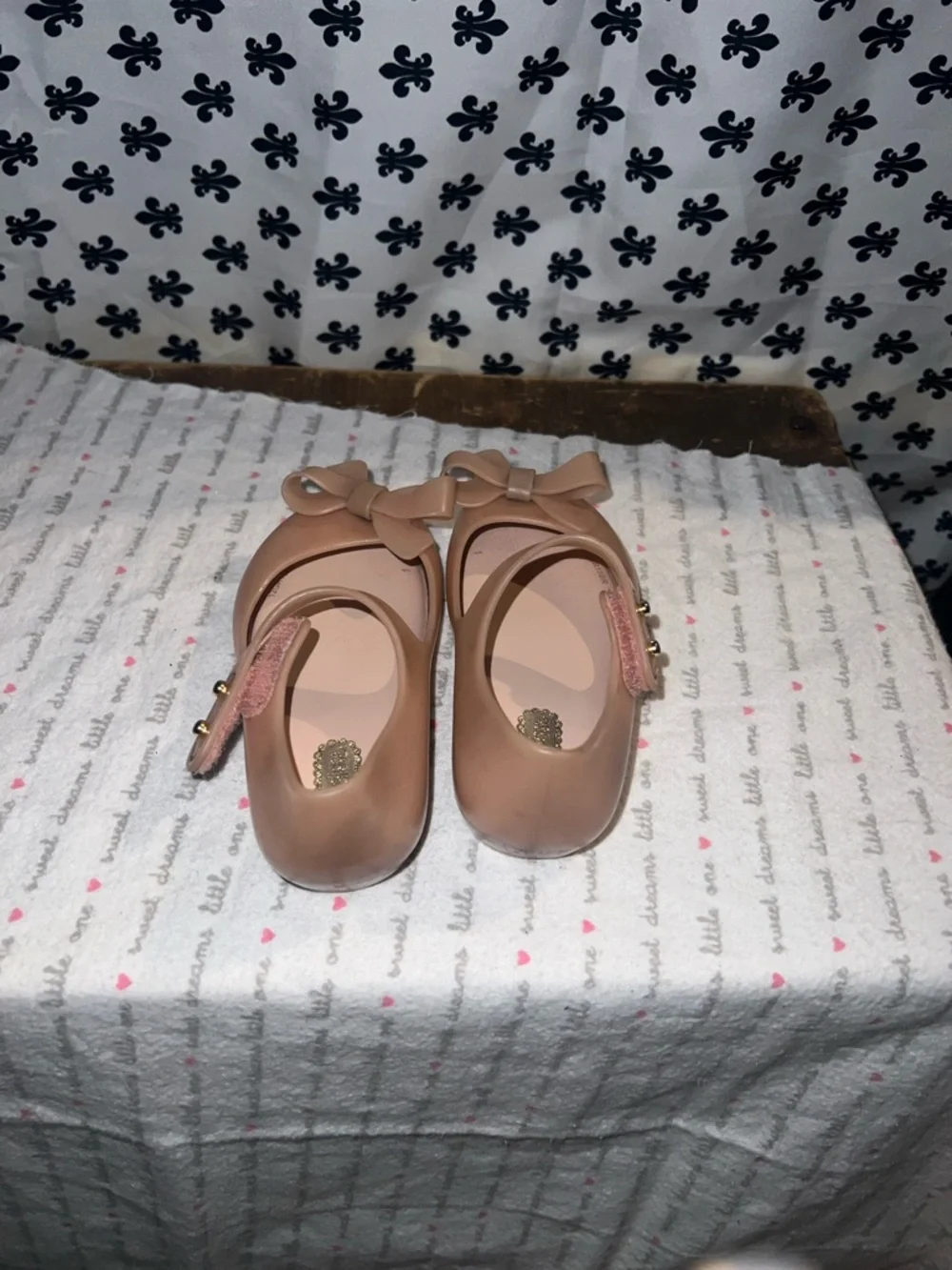 Mini melisaGirls Nude Pink Jelly Mary Jane Flats with Bow